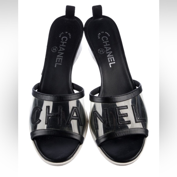 Chanel PVC Mule Slides 2019 Collection by Karl Lagerfeld Black & Clear - Picture 7 of 7